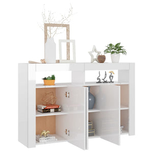 vidaXL Sideboard with LED Lights High Gloss White 115.5x30x75 cm