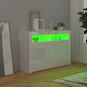 vidaXL Sideboard with LED Lights High Gloss White 115.5x30x75 cm