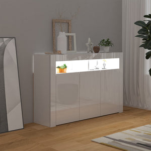 vidaXL Sideboard with LED Lights High Gloss White 115.5x30x75 cm