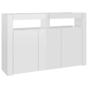 vidaXL Sideboard with LED Lights High Gloss White 115.5x30x75 cm