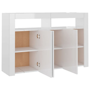 vidaXL Sideboard with LED Lights High Gloss White 115.5x30x75 cm