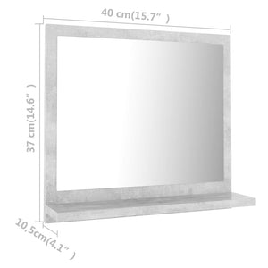 vidaXL Bathroom Mirror Concrete Grey 40x10.5x37 cm Engineered Wood