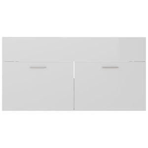 vidaXL Sink Cabinet High Gloss White 90x38.5x46 cm Engineered Wood