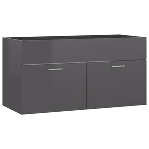 vidaXL Sink Cabinet High Gloss Grey 90x38.5x46 cm Engineered Wood