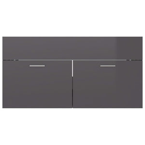 vidaXL Sink Cabinet High Gloss Grey 90x38.5x46 cm Engineered Wood