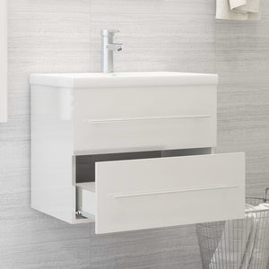 vidaXL Sink Cabinet High Gloss White 60x38.5x48 cm Engineered Wood