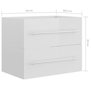 vidaXL Sink Cabinet High Gloss White 60x38.5x48 cm Engineered Wood