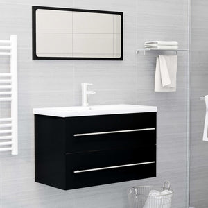 vidaXL Sink Cabinet Black 80x38.5x48 cm Engineered Wood