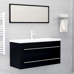 vidaXL Sink Cabinet Black 100x38.5x48 cm Engineered Wood