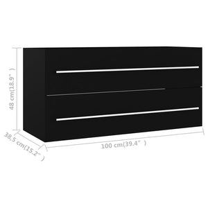 vidaXL Sink Cabinet Black 100x38.5x48 cm Engineered Wood