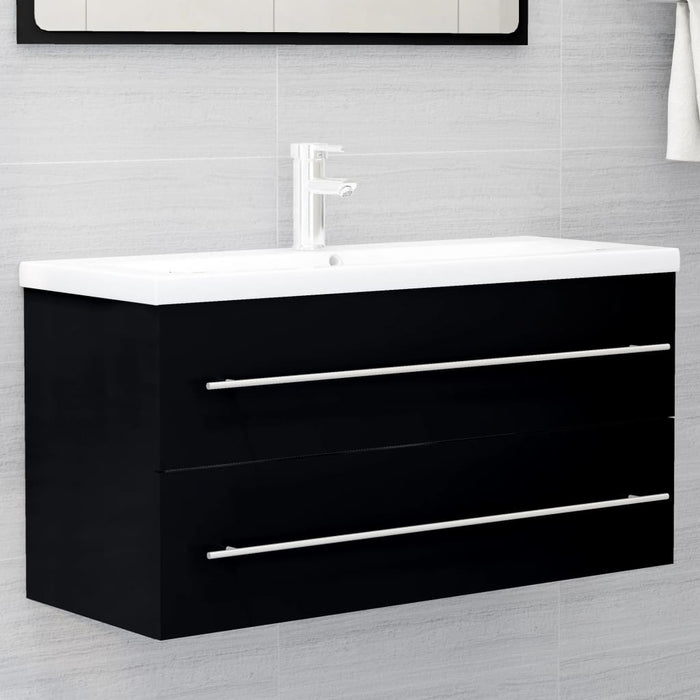 vidaXL Sink Cabinet Black 100x38.5x48 cm Engineered Wood