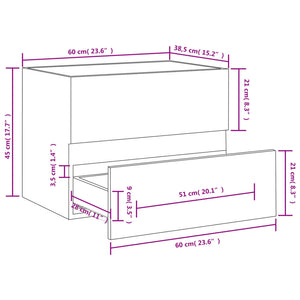 vidaXL Sink Cabinet Concrete Grey 60x38.5x45 cm Engineered Wood