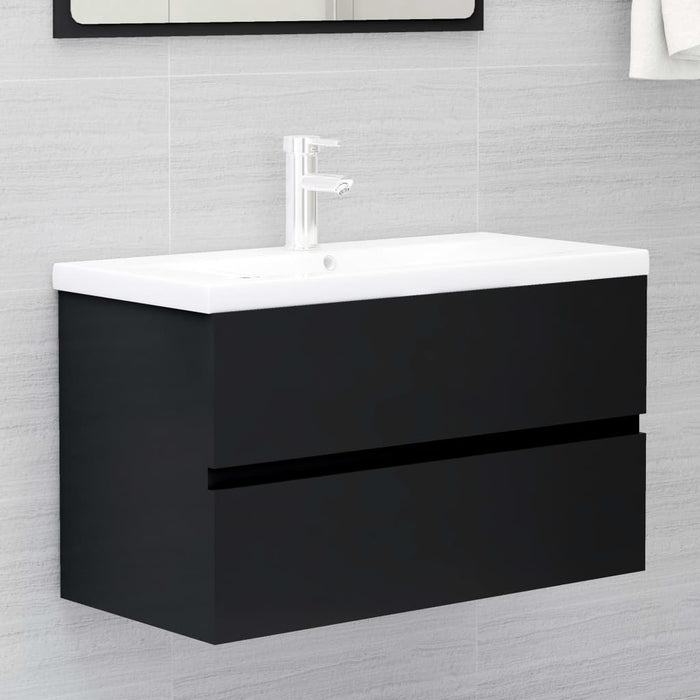 vidaXL Sink Cabinet Black 80x38.5x45 cm Engineered Wood