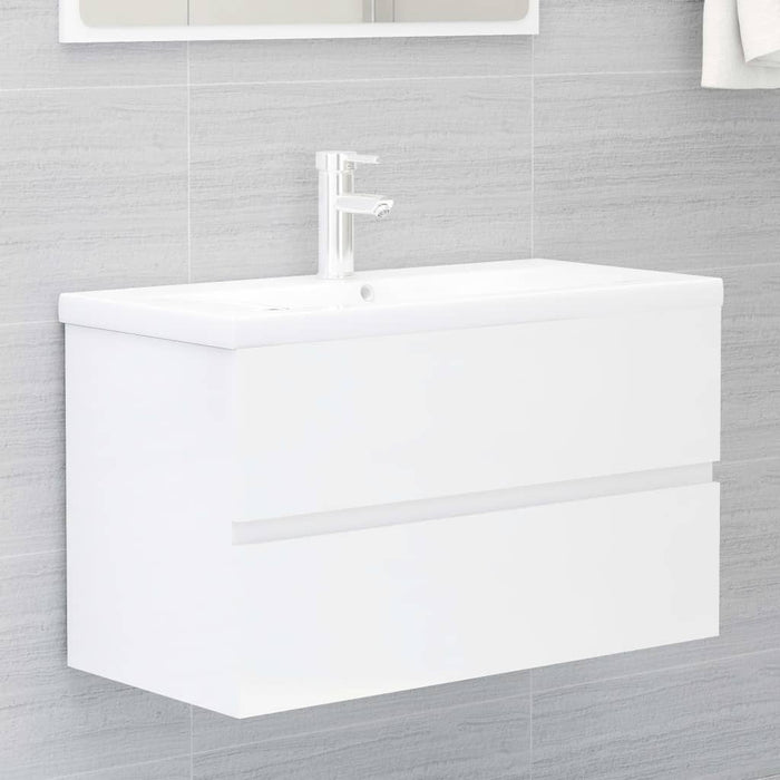 vidaXL Sink Cabinet High Gloss White 80x38.5x45 cm Engineered Wood