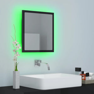 vidaXL LED Bathroom Mirror High Gloss Black 40x8.5x37 cm Acrylic