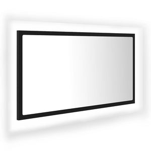 vidaXL LED Bathroom Mirror Black 80x8.5x37 cm Acrylic