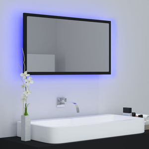 vidaXL LED Bathroom Mirror Black 80x8.5x37 cm Acrylic