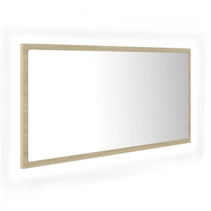 vidaXL LED Bathroom Mirror Sonoma Oak 90x8.5x37 cm Acrylic