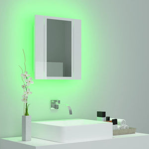 vidaXL LED Bathroom Mirror Cabinet High Gloss White 40x12x45 cm Acrylic