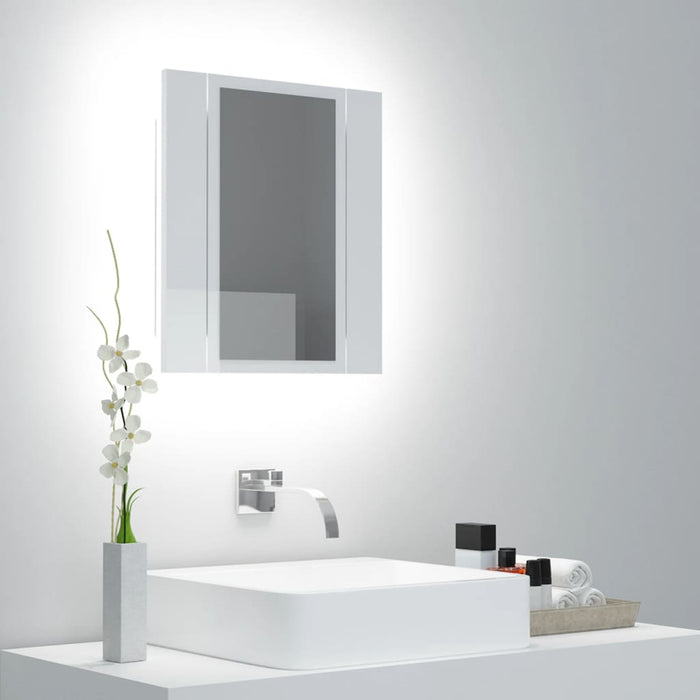 vidaXL LED Bathroom Mirror Cabinet High Gloss White 40x12x45 cm Acrylic