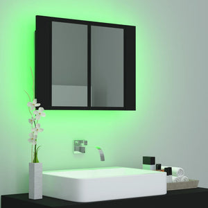 vidaXL LED Bathroom Mirror Cabinet Black 60x12x45 cm Acrylic