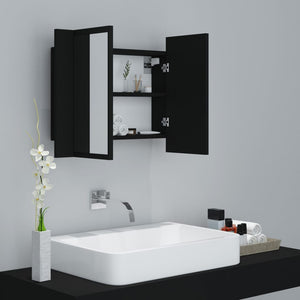 vidaXL LED Bathroom Mirror Cabinet Black 60x12x45 cm Acrylic