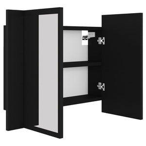 vidaXL LED Bathroom Mirror Cabinet Black 60x12x45 cm Acrylic