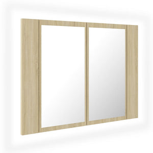 vidaXL LED Bathroom Mirror Cabinet Sonoma Oak 60x12x45 cm Acrylic