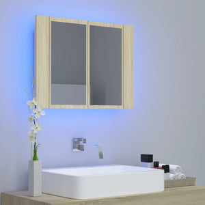 vidaXL LED Bathroom Mirror Cabinet Sonoma Oak 60x12x45 cm Acrylic