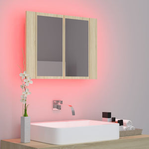 vidaXL LED Bathroom Mirror Cabinet Sonoma Oak 60x12x45 cm Acrylic