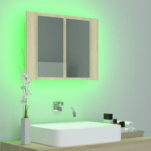 vidaXL LED Bathroom Mirror Cabinet Sonoma Oak 60x12x45 cm Acrylic