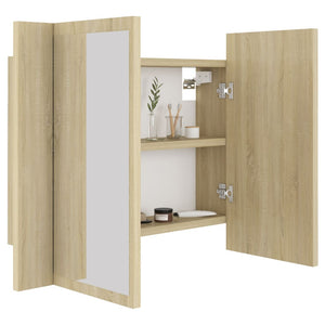 vidaXL LED Bathroom Mirror Cabinet Sonoma Oak 60x12x45 cm Acrylic