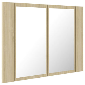 vidaXL LED Bathroom Mirror Cabinet Sonoma Oak 60x12x45 cm Acrylic