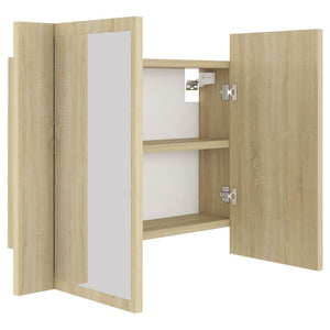 vidaXL LED Bathroom Mirror Cabinet Sonoma Oak 60x12x45 cm Acrylic