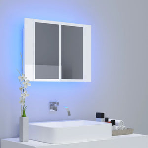 vidaXL LED Bathroom Mirror Cabinet High Gloss White 60x12x45 cm Acrylic