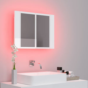 vidaXL LED Bathroom Mirror Cabinet High Gloss White 60x12x45 cm Acrylic