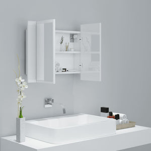 vidaXL LED Bathroom Mirror Cabinet High Gloss White 60x12x45 cm Acrylic