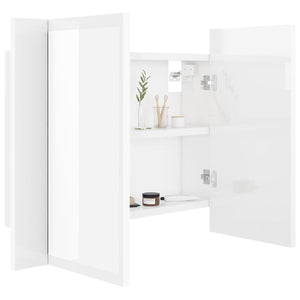 vidaXL LED Bathroom Mirror Cabinet High Gloss White 60x12x45 cm Acrylic