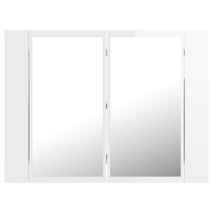 vidaXL LED Bathroom Mirror Cabinet High Gloss White 60x12x45 cm Acrylic