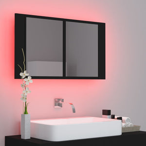 vidaXL LED Bathroom Mirror Cabinet Black 80x12x45 cm Acrylic