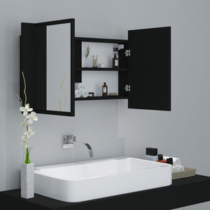 vidaXL LED Bathroom Mirror Cabinet Black 80x12x45 cm Acrylic