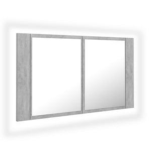 vidaXL LED Bathroom Mirror Cabinet Concrete Grey 80x12x45 cm Acrylic