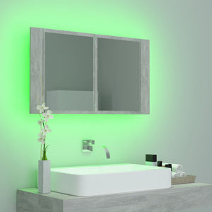 vidaXL LED Bathroom Mirror Cabinet Concrete Grey 80x12x45 cm Acrylic