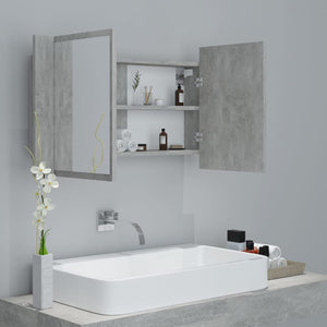 vidaXL LED Bathroom Mirror Cabinet Concrete Grey 80x12x45 cm Acrylic