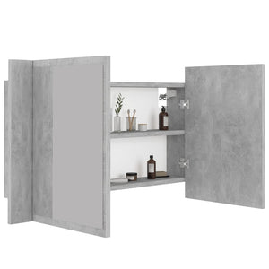 vidaXL LED Bathroom Mirror Cabinet Concrete Grey 80x12x45 cm Acrylic