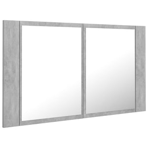 vidaXL LED Bathroom Mirror Cabinet Concrete Grey 80x12x45 cm Acrylic