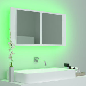 vidaXL LED Bathroom Mirror Cabinet White 90x12x45 cm Acrylic