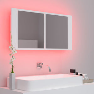 vidaXL LED Bathroom Mirror Cabinet White 90x12x45 cm Acrylic