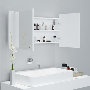 vidaXL LED Bathroom Mirror Cabinet White 90x12x45 cm Acrylic