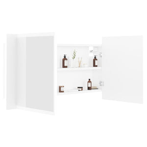 vidaXL LED Bathroom Mirror Cabinet White 90x12x45 cm Acrylic